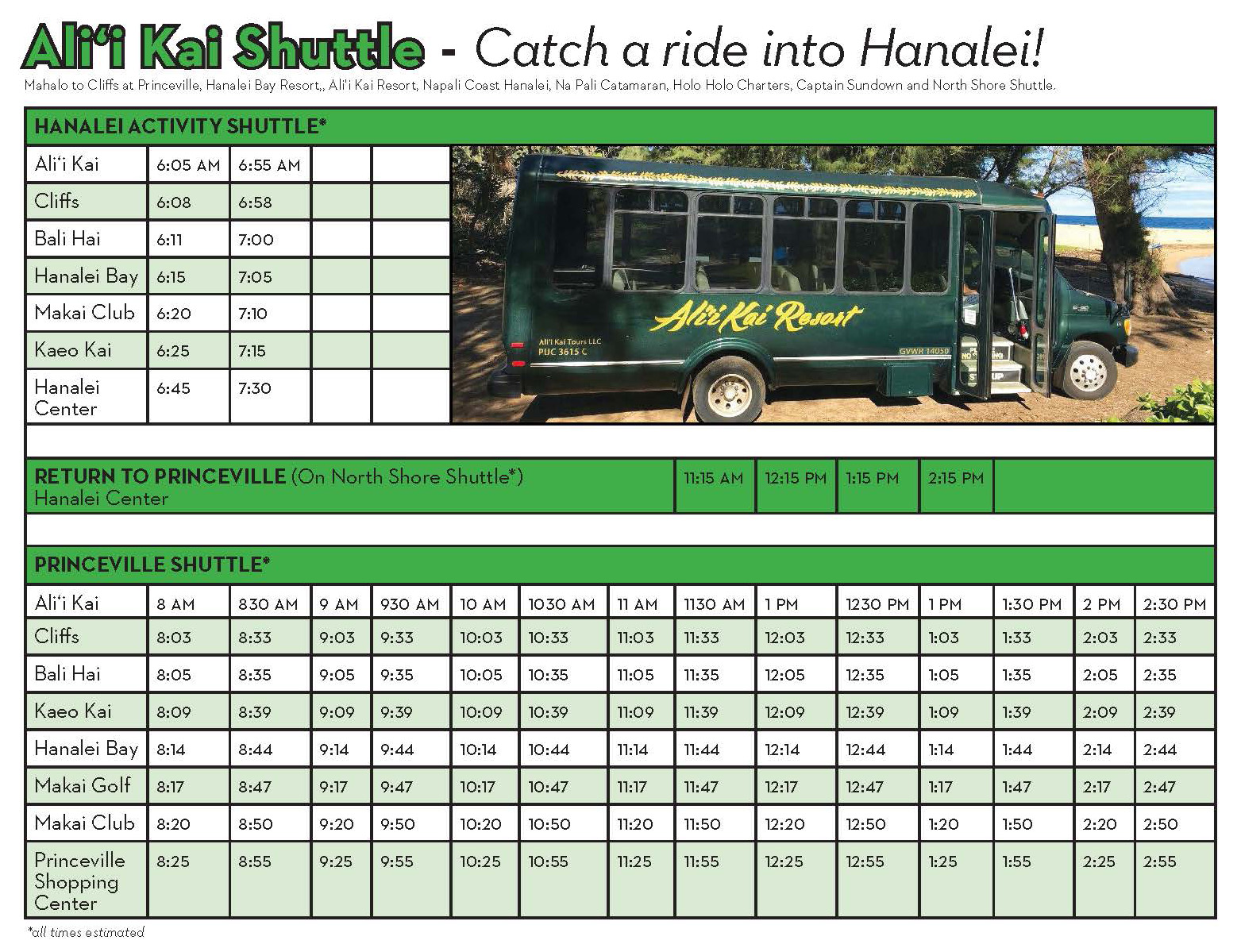 Hanalei activity shuttle