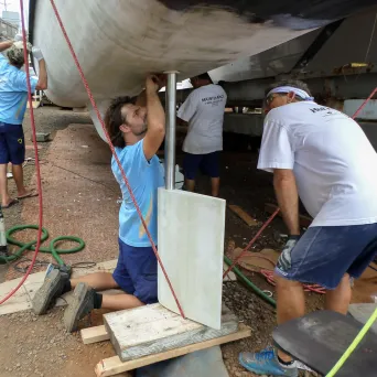 a group of people on a boat