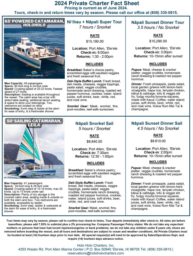 Kauai private charters
